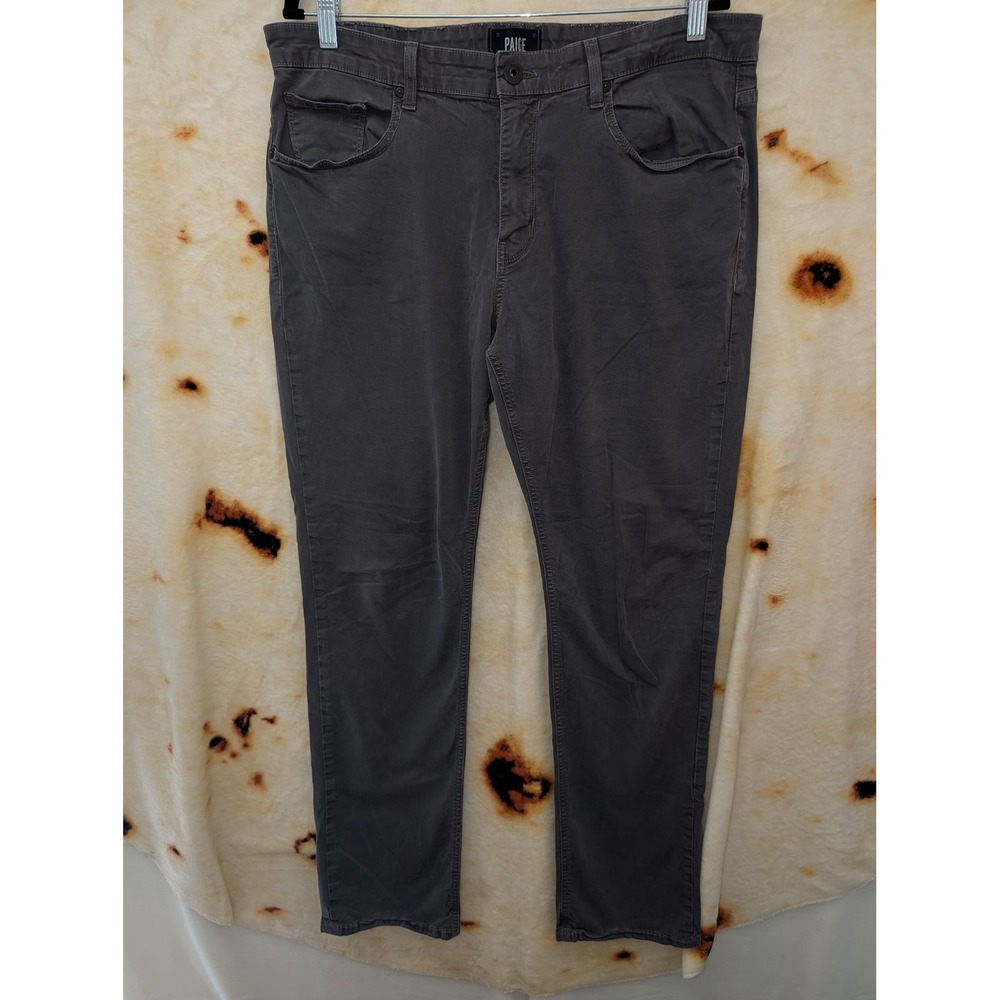 PAIGE Normandie Pants Mens 36 Soot Grey Straight Leg Cotton Stretch Casual Denim